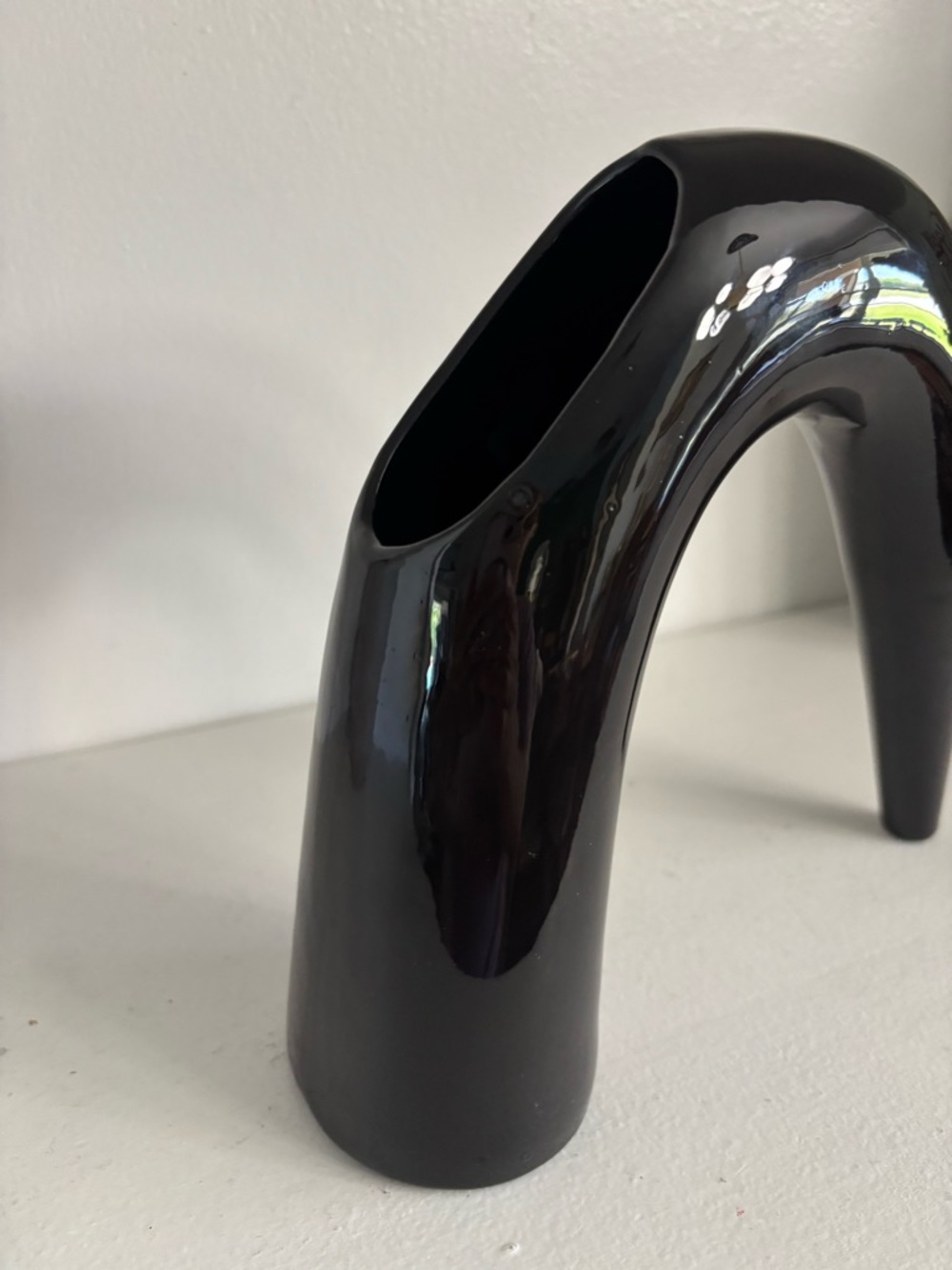 Vintage Toyo Japan mid century modern black glossy ceramic vase